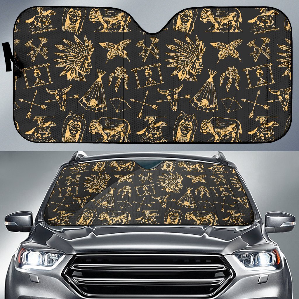 American Indian Gold Style Car Sun Shade For Windshield