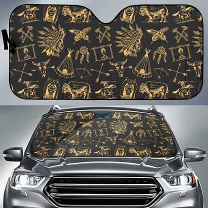 American Indian Gold Style Car Sun Shade For Windshield