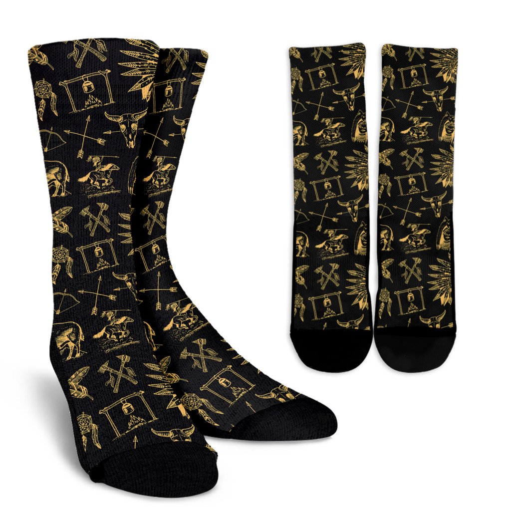 American indian Gold Style Crew Socks