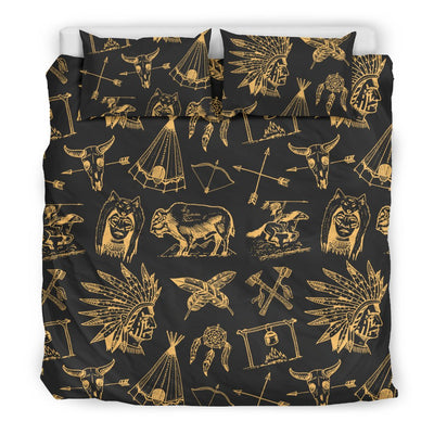 American Indian Gold Style Duvet Cover Bedding Set