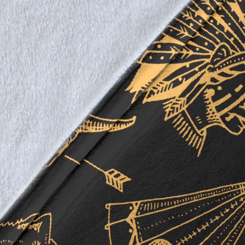 American Indian Gold Style Fleece Blanket