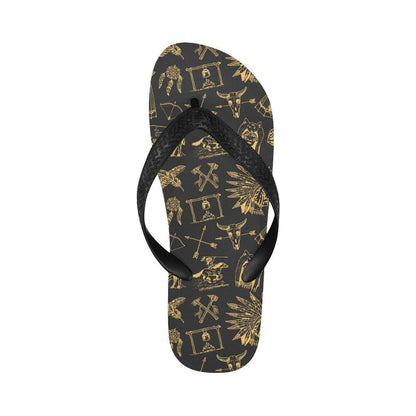 American indian Gold Style Flip Flops-JTAMIGO.COM