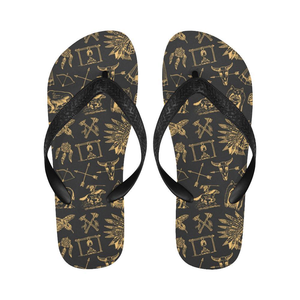American indian Gold Style Flip Flops-JTAMIGO.COM