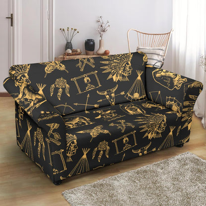 American indian Gold Style Loveseat Slipcover-JTAMIGO.COM
