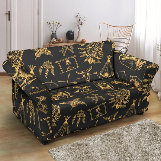 American indian Gold Style Loveseat Slipcover-JTAMIGO.COM