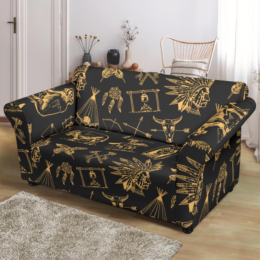 American indian Gold Style Loveseat Slipcover-JTAMIGO.COM