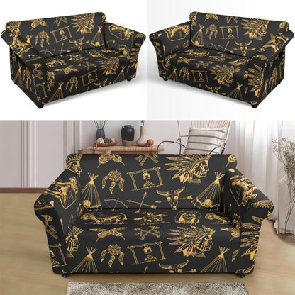 American indian Gold Style Loveseat Slipcover-JTAMIGO.COM