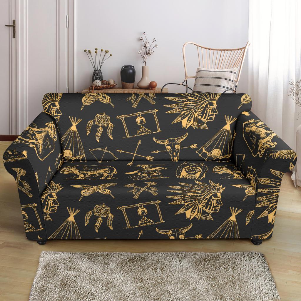 American indian Gold Style Loveseat Slipcover-JTAMIGO.COM