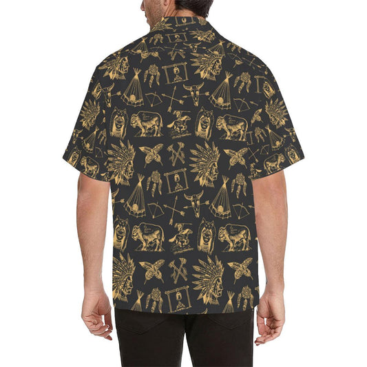 American indian Gold Style Men Aloha Hawaiian Shirt