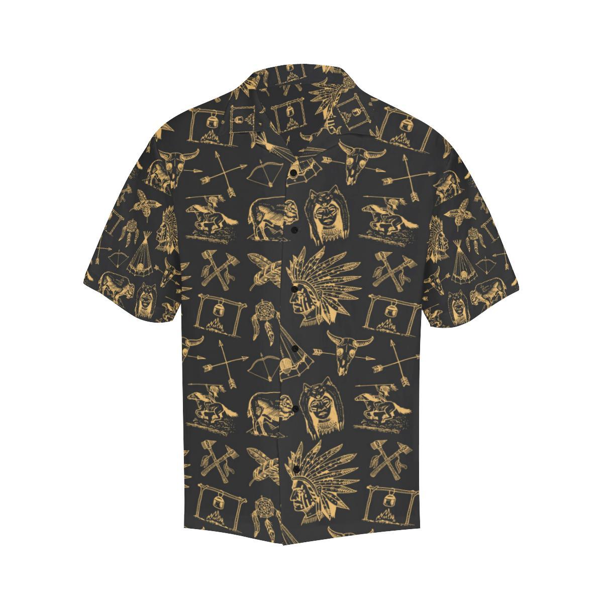American indian Gold Style Men Aloha Hawaiian Shirt
