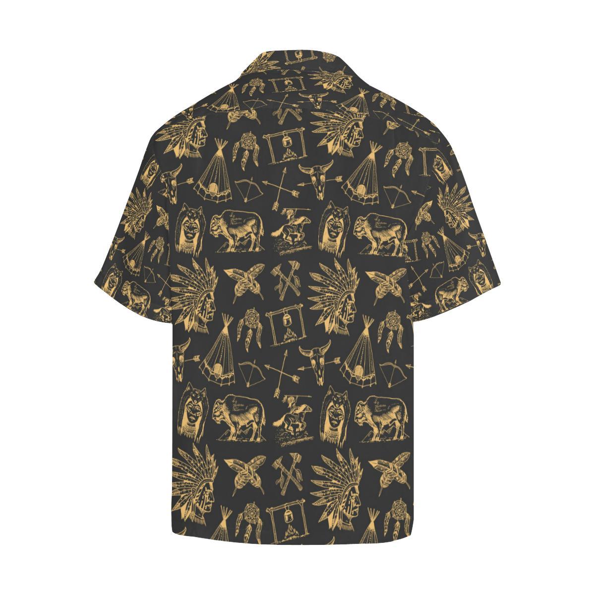 American indian Gold Style Men Aloha Hawaiian Shirt