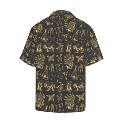 American indian Gold Style Men Aloha Hawaiian Shirt