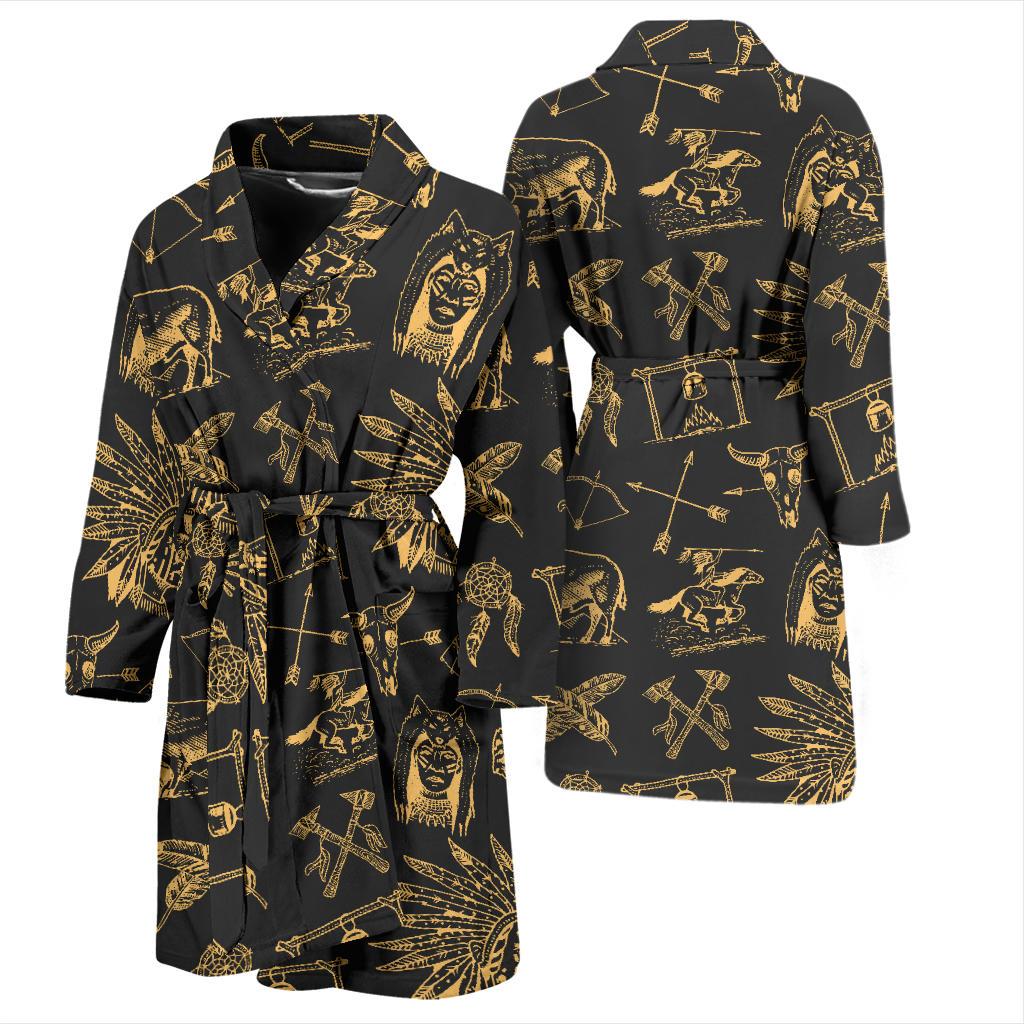 American indian Gold Style Men Bath Robe-JTAMIGO.COM