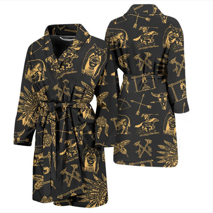 American indian Gold Style Men Bath Robe-JTAMIGO.COM