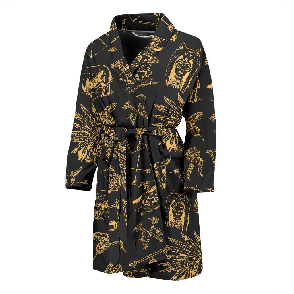 American indian Gold Style Men Bath Robe-JTAMIGO.COM
