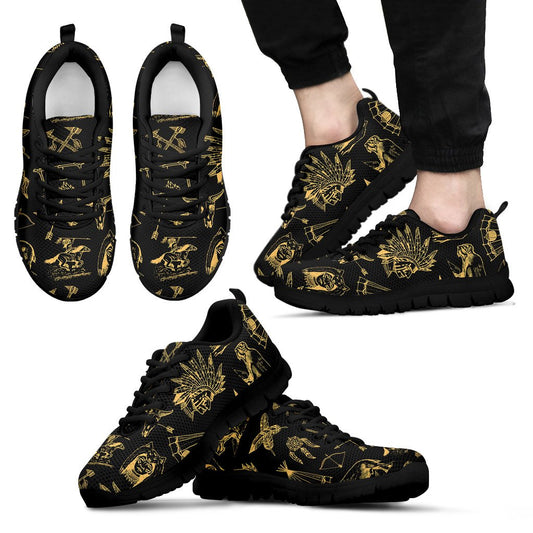 American indian Gold Style Men Sneakers Shoes