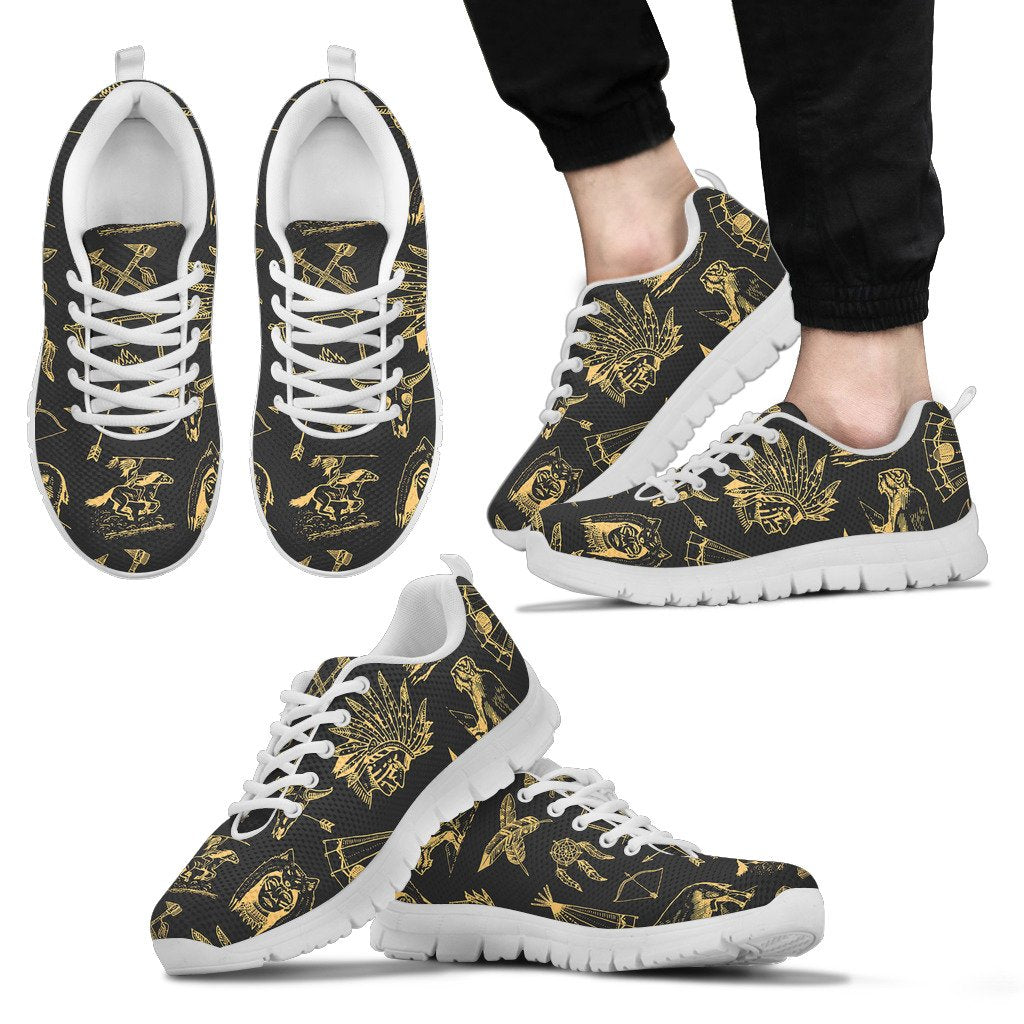 American indian Gold Style Men Sneakers Shoes