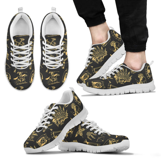 American indian Gold Style Men Sneakers Shoes