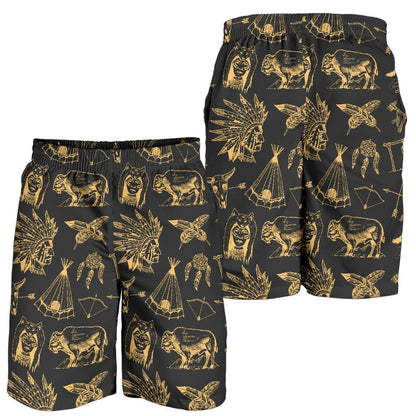American indian Gold Style Mens Shorts-JTAMIGO.COM