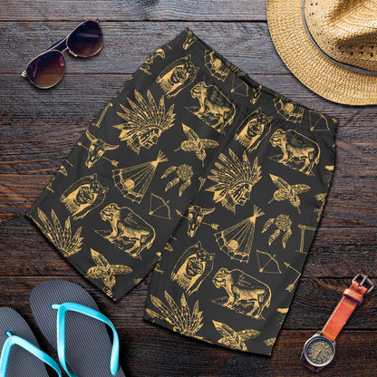 American indian Gold Style Mens Shorts-JTAMIGO.COM