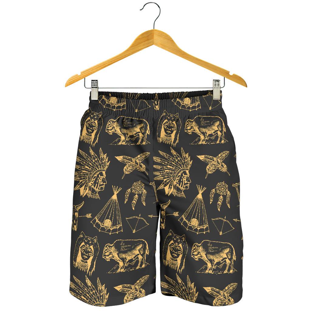 American indian Gold Style Mens Shorts-JTAMIGO.COM