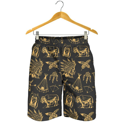 American indian Gold Style Mens Shorts-JTAMIGO.COM