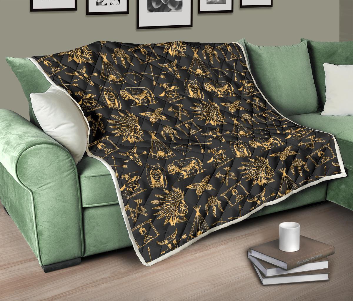 American indian Gold Style Premium Quilt-JTAMIGO.COM
