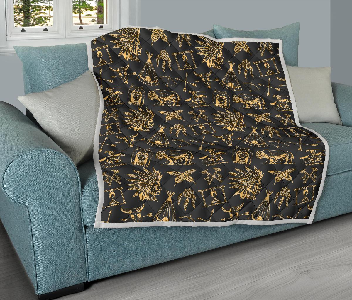 American indian Gold Style Premium Quilt-JTAMIGO.COM