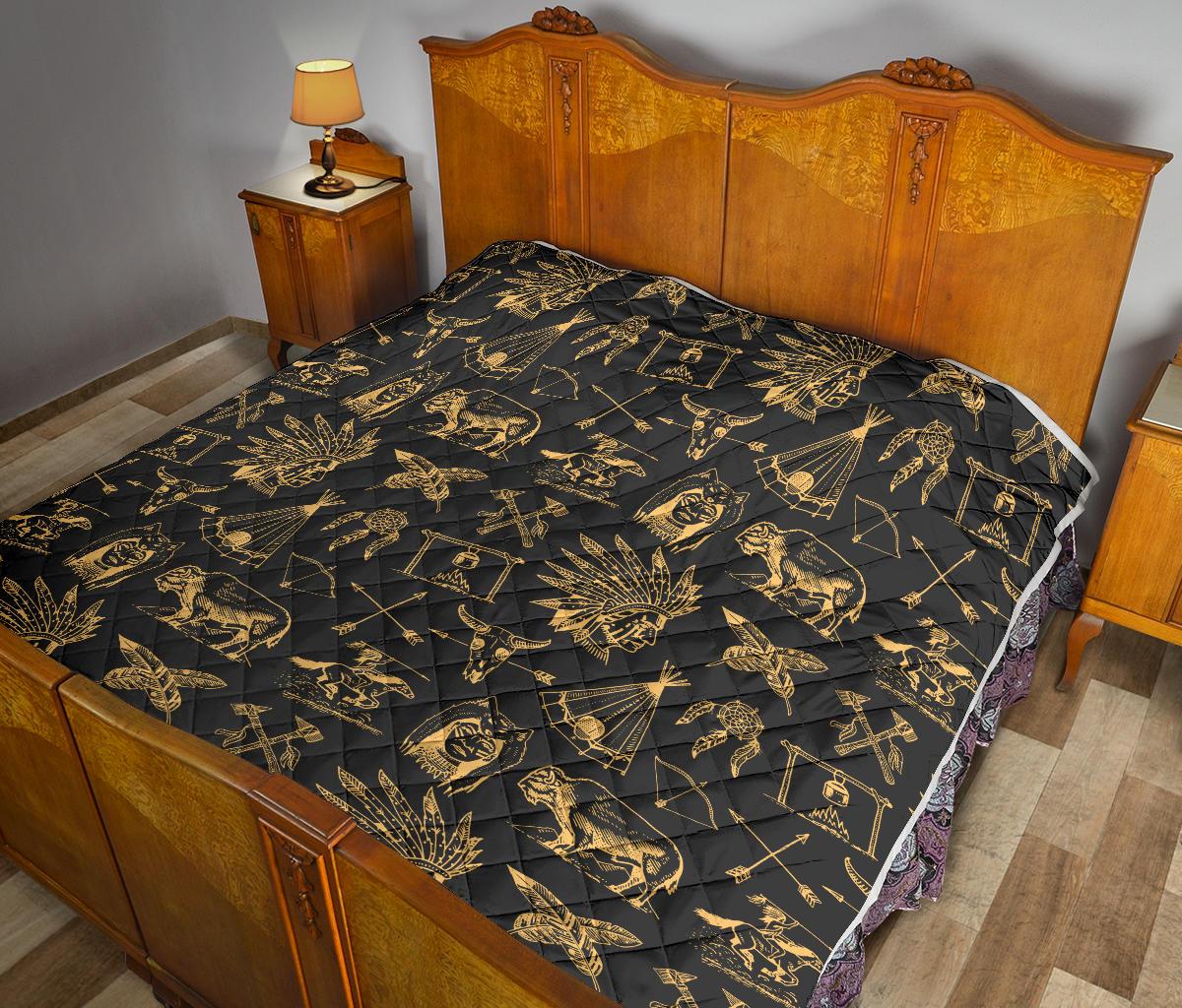 American indian Gold Style Premium Quilt-JTAMIGO.COM