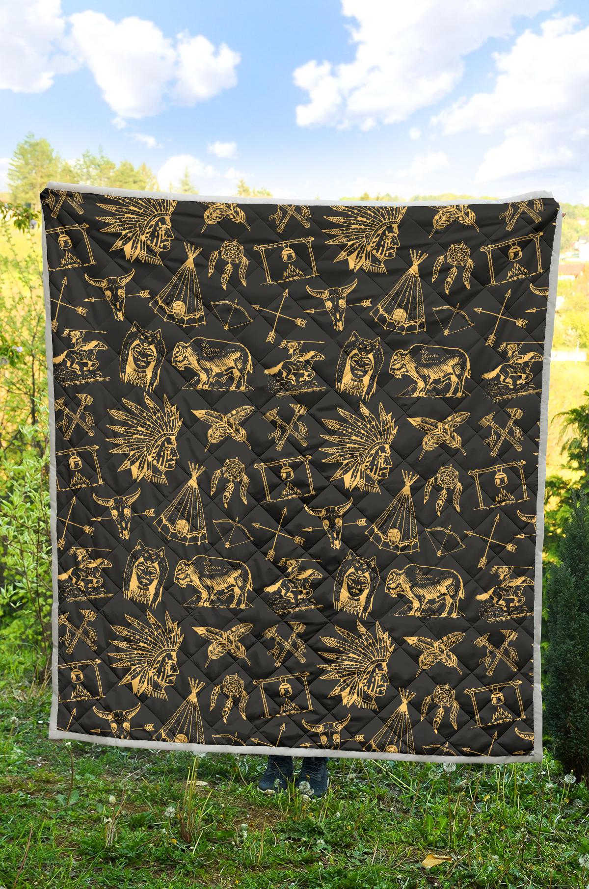 American indian Gold Style Premium Quilt-JTAMIGO.COM