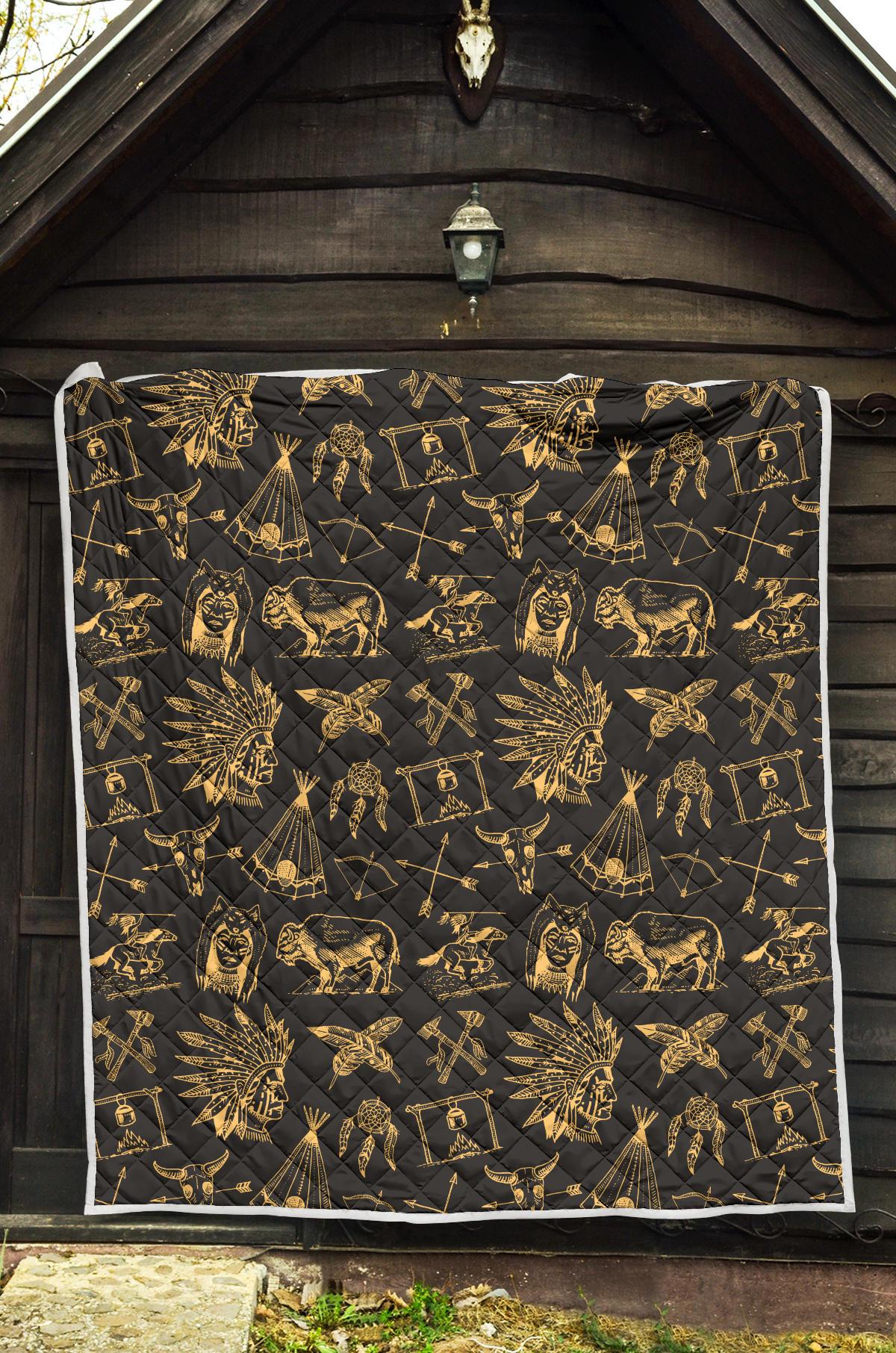 American indian Gold Style Premium Quilt-JTAMIGO.COM