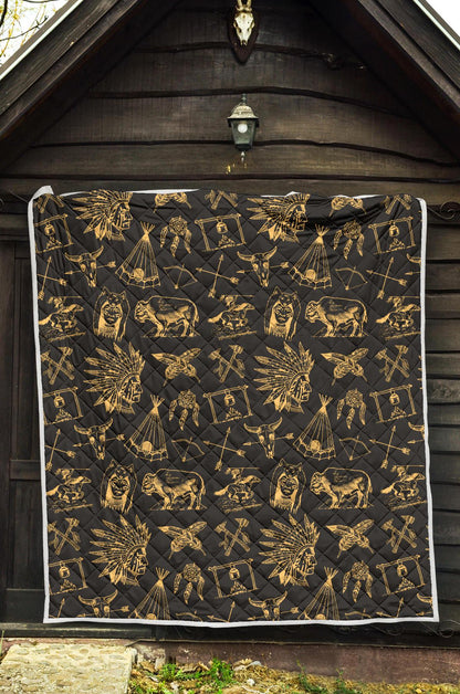 American indian Gold Style Premium Quilt-JTAMIGO.COM