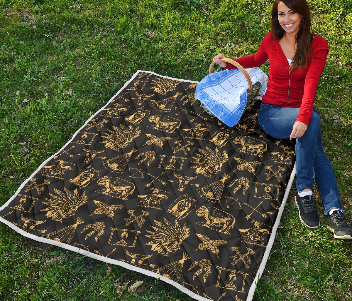 American indian Gold Style Premium Quilt-JTAMIGO.COM