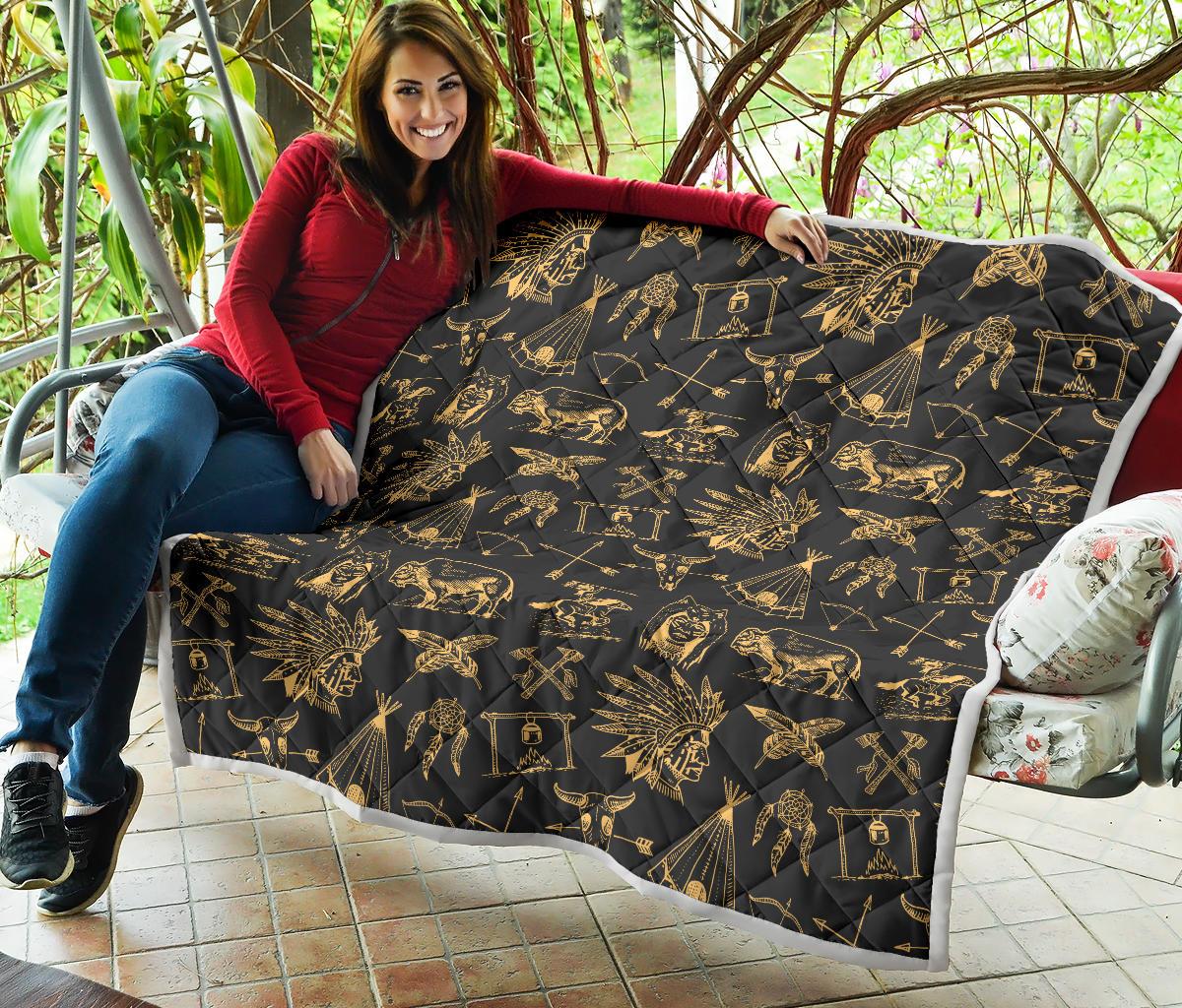 American indian Gold Style Premium Quilt-JTAMIGO.COM