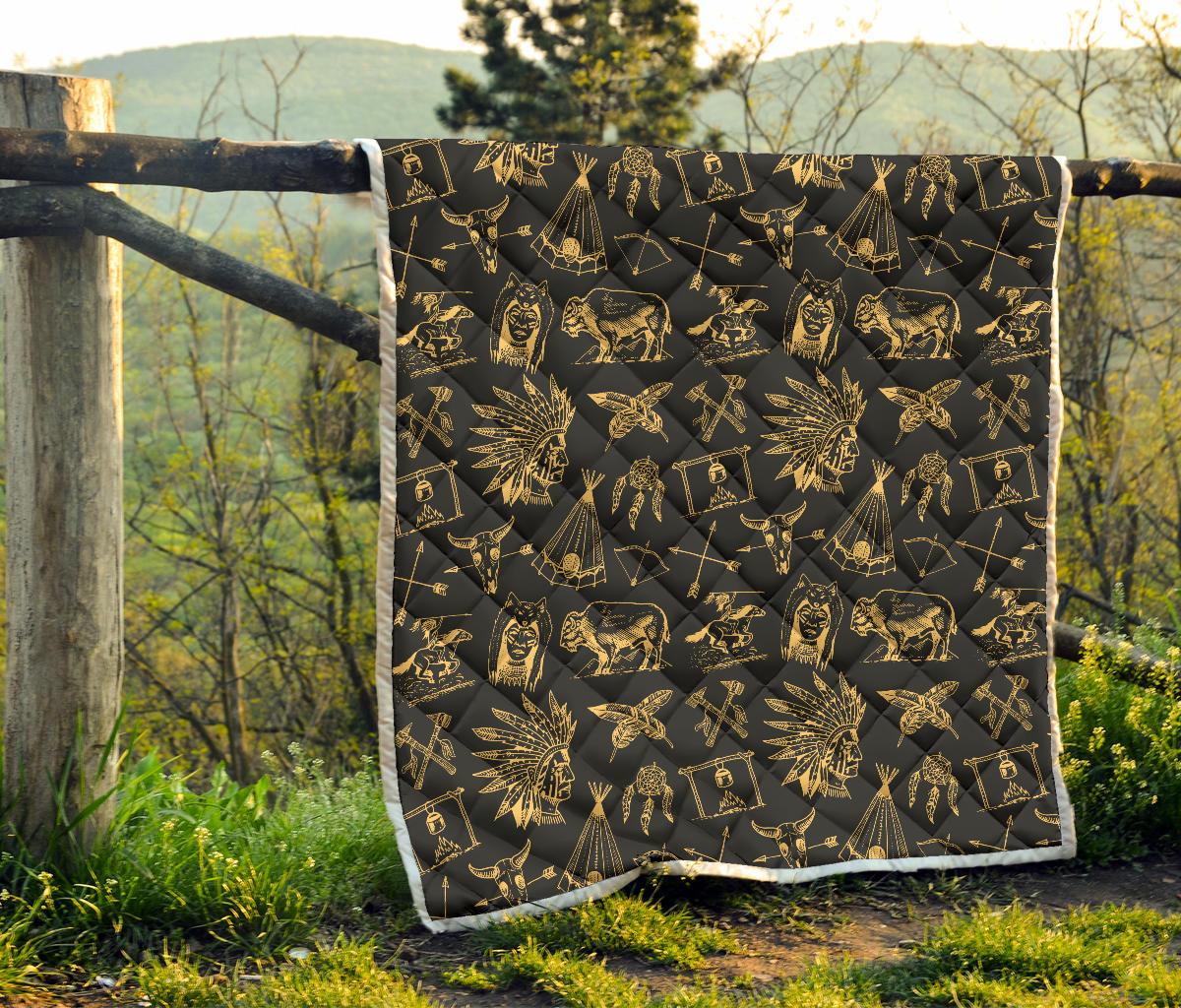 American indian Gold Style Premium Quilt-JTAMIGO.COM