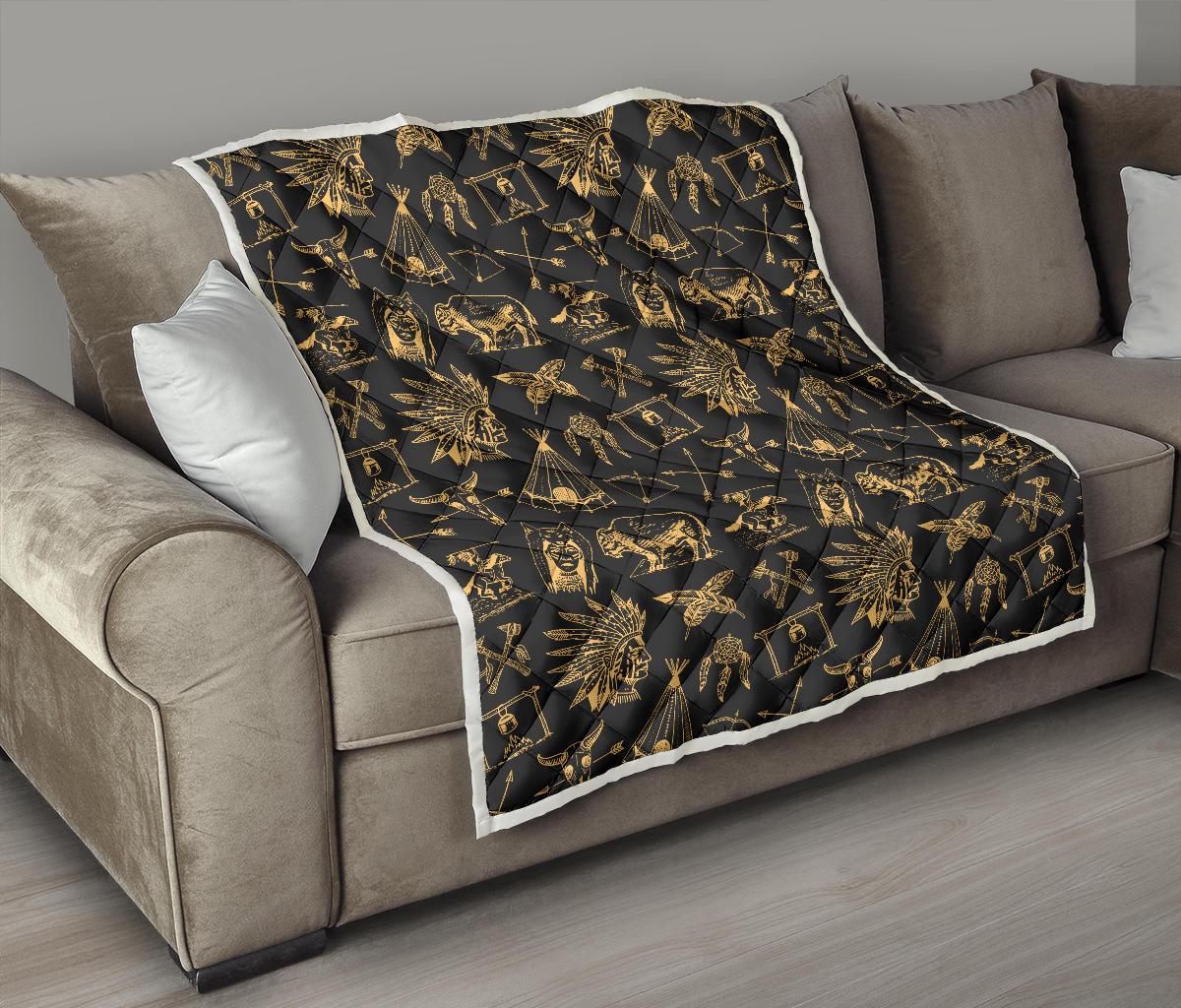 American indian Gold Style Premium Quilt-JTAMIGO.COM