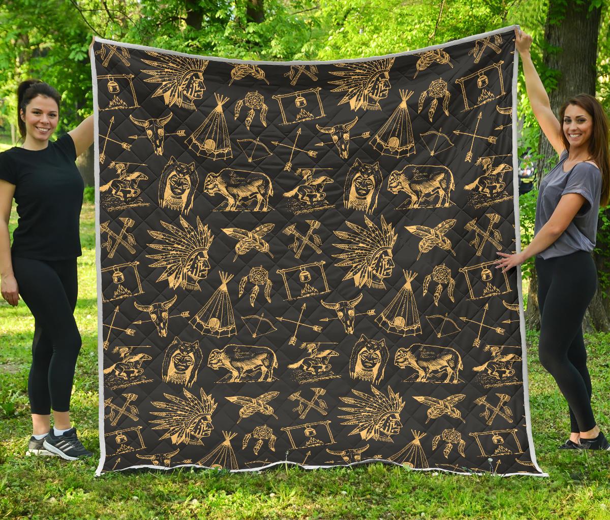 American indian Gold Style Premium Quilt-JTAMIGO.COM