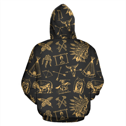 American indian Gold Style Pullover Hoodie