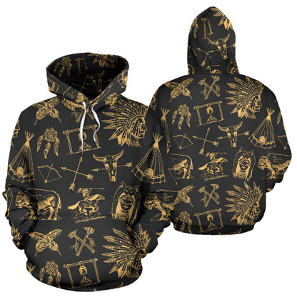 American indian Gold Style Pullover Hoodie