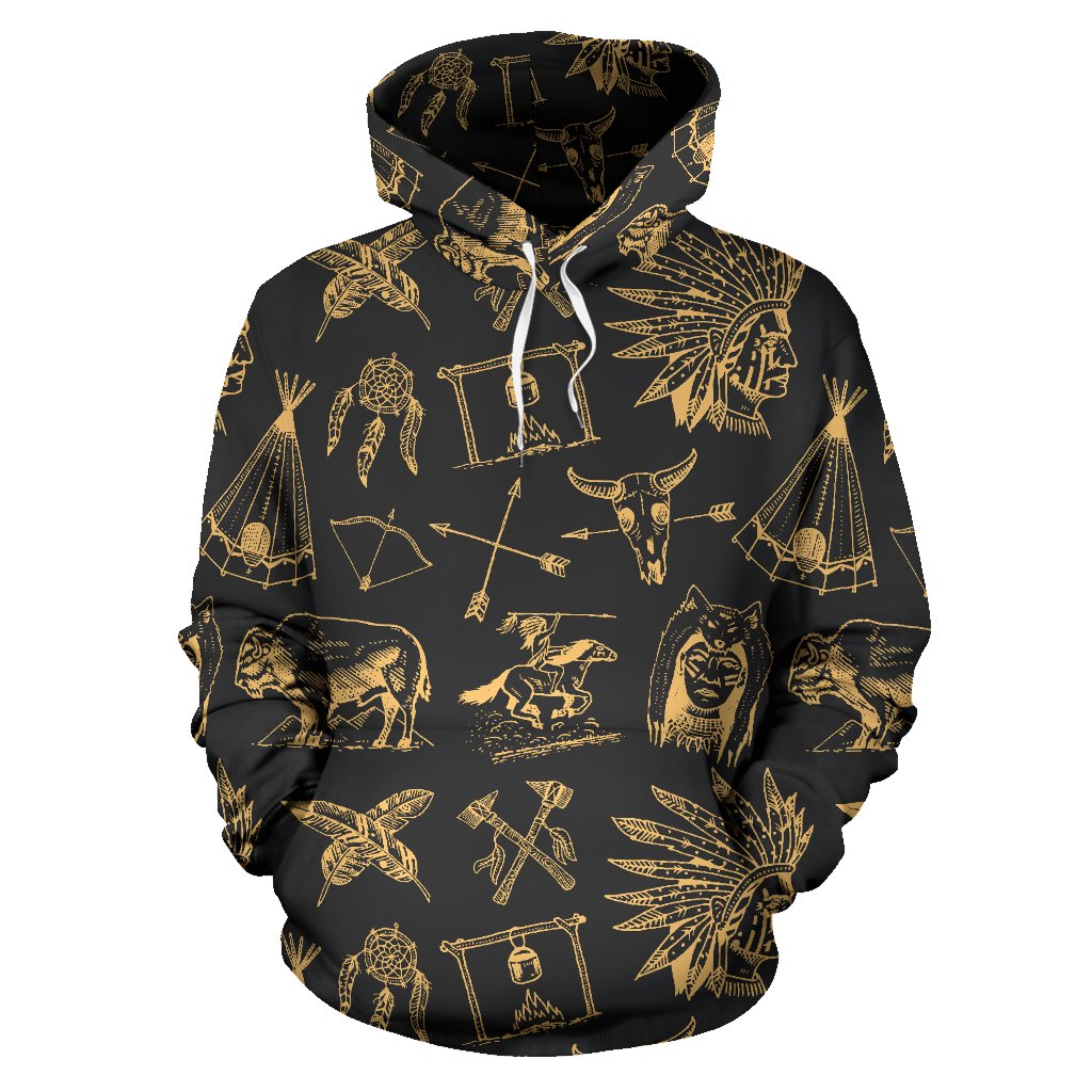 American indian Gold Style Pullover Hoodie