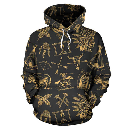American indian Gold Style Pullover Hoodie