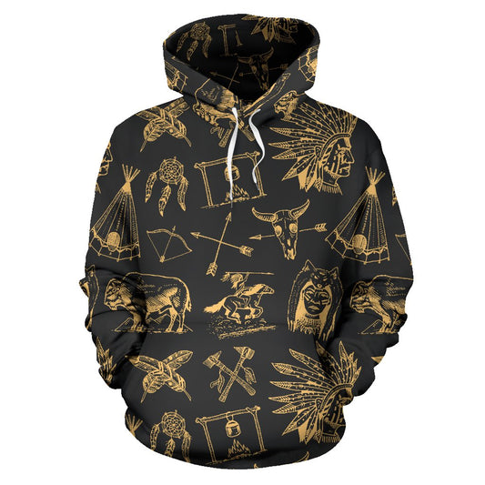 American indian Gold Style Pullover Hoodie