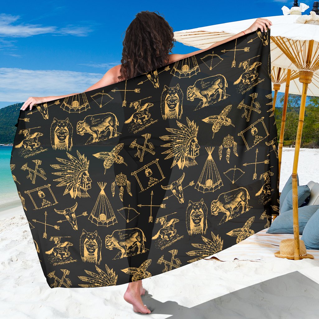 American indian Gold Style Sarong Pareo Wrap