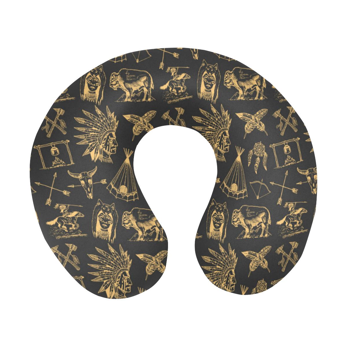 American indian Gold Style U-Shaped Travel Neck Pillow-JTAMIGO.COM