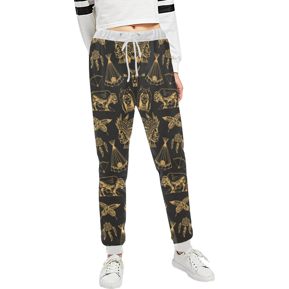 American indian Gold Style Unisex Casual Sweatpants (Model L11)-JTAMIGO.COM
