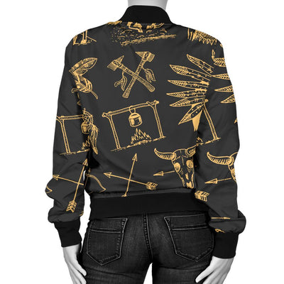 American Indian Gold Style Women Casual Bomber Jacket