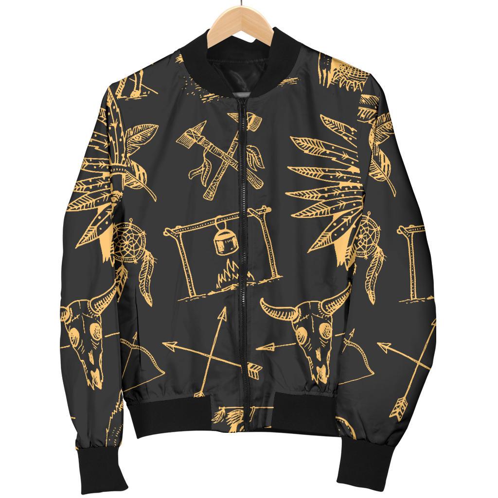American Indian Gold Style Women Casual Bomber Jacket
