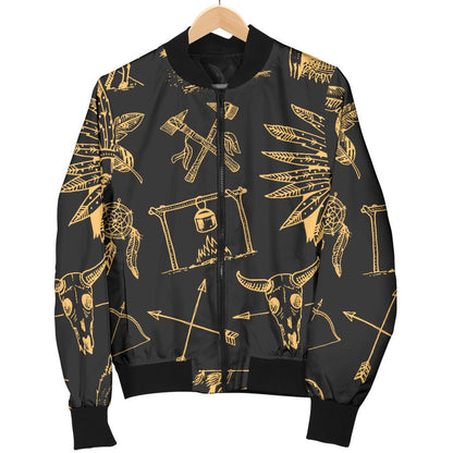 American Indian Gold Style Women Casual Bomber Jacket