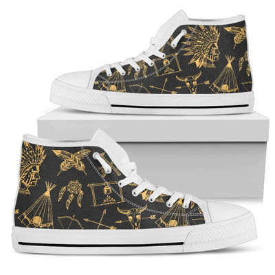 American Indian Gold Style Women High Top Shoes
