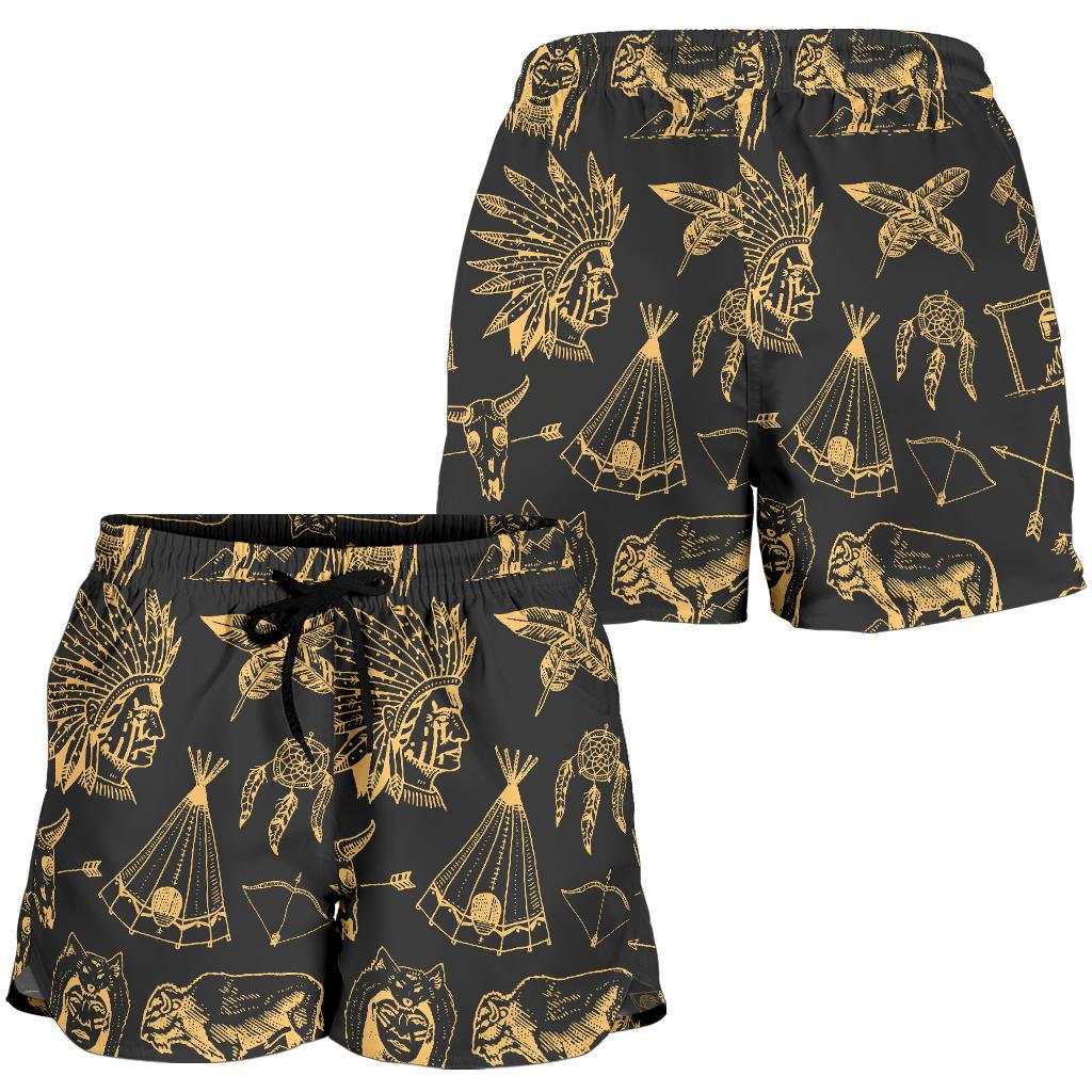 American indian Gold Style Women Shorts-JTAMIGO.COM